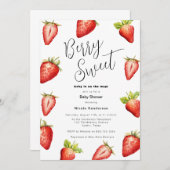 ベリースイートストロベリーベビーシャワー招待状 招待状 (正面/裏面)