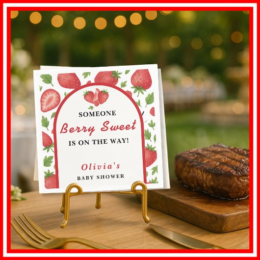 ベリースイートストロベリーベビーシャワー スタンダードカクテルナプキン