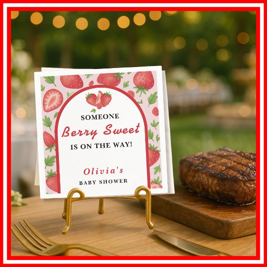 ベリースイートストロベリーベビーシャワー スタンダードカクテルナプキン