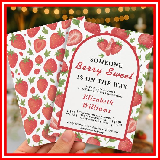 ベリースイートストロベリーベビーシャワー | ブルーベリー 招待状
