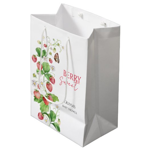 ベリースイートストロベリーベビーシャワー ミディアムペーパーバッグ (正面アングル)