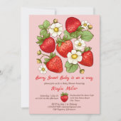 ベリースイートストロベリーベビーシャワー 招待状 (正面)