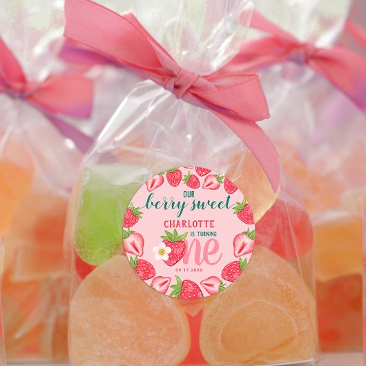ベリースイートストロベリーベビー1st誕生日パーティー ラウンドシール
