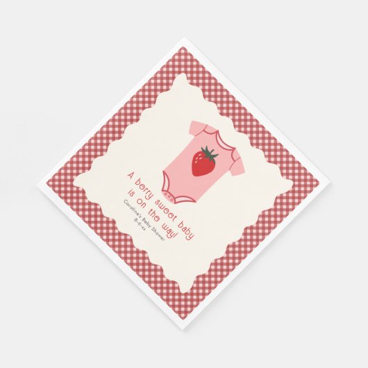 ベリースイートストロベリーボディスーツ赤ちゃんシャワー スタンダードランチョンナプキン (角)