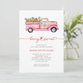 ベリースイートストロベリーレッドトラックベビーシャワー 招待状 (スタンド正面)