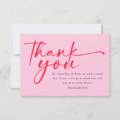 ベリースイートストロベリーレッドピンクベビーシャワー サンキューカード (正面)