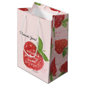 ベリースイートストロベリーレッドピンクベビーシャワー ミディアムペーパーバッグ (正面アングル)