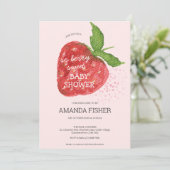 ベリースイートストロベリーレッドピンクベビーシャワー 招待状 (スタンド正面)