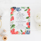 ベリースイートストロベリーレッドブルーベビーシャワー 招待状