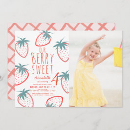 ベリースイートストロベリーレッドホワイト誕生日 招待状