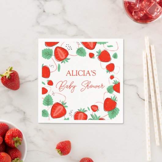 ベリースイートストロベリー女の子ベビーシャワー スタンダードカクテルナプキン (インサイチュ)