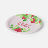 ベリースイートストロベリー誕生日ガール ペーパープレート (アングル)