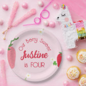 ベリースイートストロベリー誕生日任意の年齢パーティー ペーパープレート (パーティー)