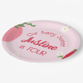 ベリースイートストロベリー誕生日任意の年齢パーティー ペーパープレート (アングル)