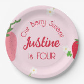 ベリースイートストロベリー誕生日任意の年齢パーティー ペーパープレート (正面)