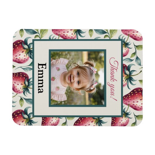 ベリースイートストロベリー誕生日写真名 マグネット (横)