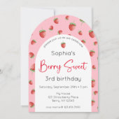 ベリースイートストロベリー誕生日写真 招待状 (正面)