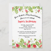 ベリースイートストロベリー誕生日招待状 招待状 (正面)