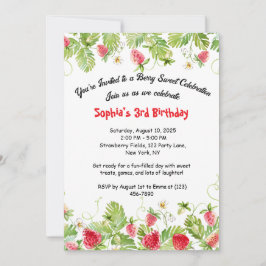 ベリースイートストロベリー誕生日招待状 招待状
