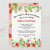 ベリースイートストロベリー誕生日招待状 招待状 (正面/裏面)