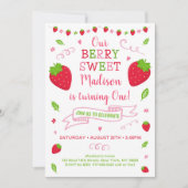 ベリースイートストロベリー誕生日 招待状 (正面)