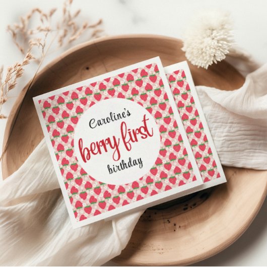 ベリースイートストロベリー1st誕生日パーティー スタンダードカクテルナプキン