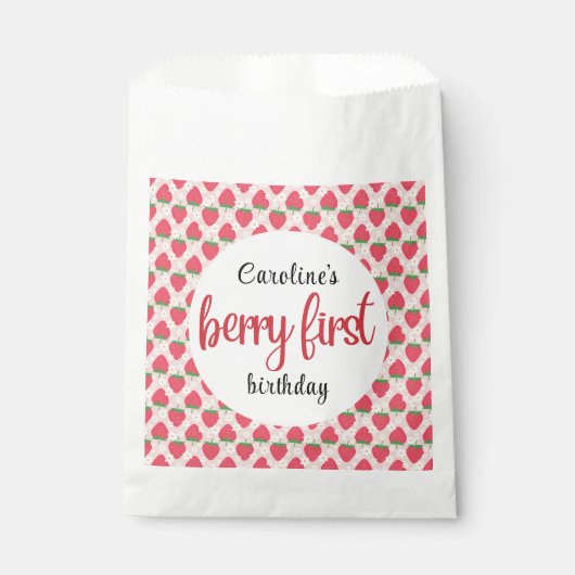 ベリースイートストロベリー1st誕生日パーティー フェイバーバッグ (正面)