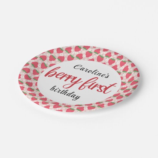 ベリースイートストロベリー1st誕生日パーティー ペーパープレート (アングル)