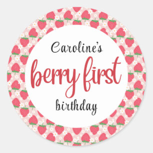 ベリースイートストロベリー1st誕生日パーティー ラウンドシール