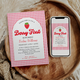 ベリースイートストロベリー1st誕生日パーティー 招待状