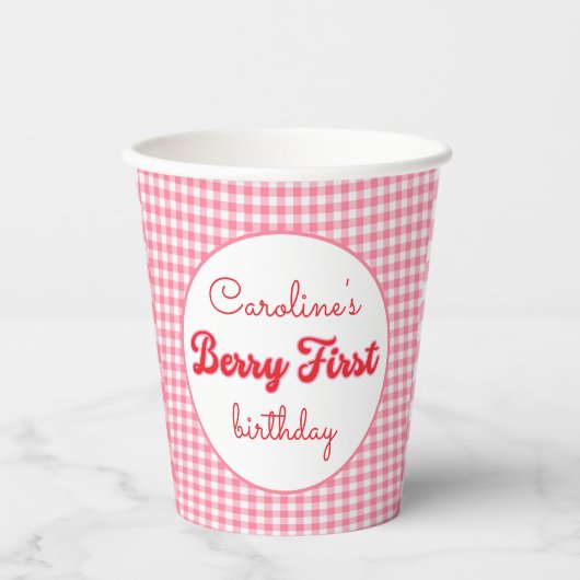 ベリースイートストロベリー1st誕生日パーティー 紙コップ (正面)