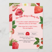 ベリースイートストロベリー1st誕生日招待状 招待状 (正面/裏面)