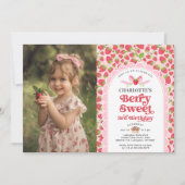 ベリースイートストロベリー3rd誕生日の写真 招待状 (正面)