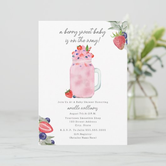 ベリースイートスムージー赤ちゃんシャワー 招待状 (スタンド正面)