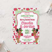 ベリースイートツインズストロベリーベビーシャワー カード (正面/裏面インサイチュ)