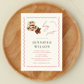 ベリースイートティーパーティーイチゴブライダルシャワー 招待状