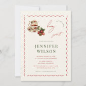 ベリースイートティーパーティーイチゴブライダルシャワー 招待状 (正面)