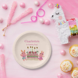 ベリースイートバニーバディズピンク子供の誕生日 ペーパープレート