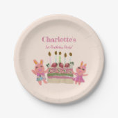ベリースイートバニーバディズピンク子供の誕生日 ペーパープレート (正面)