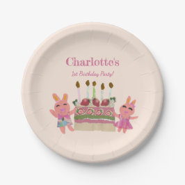 ベリースイートバニーバディズピンク子供の誕生日 ペーパープレート