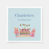 ベリースイートバニーバディーズ子供の誕生日パーティーブルー スタンダードカクテルナプキン (正面)