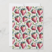 ベリースイートパステルストロベリーグリーンフレーム誕生日 招待状 (裏面)