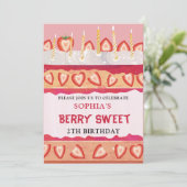 ベリースイートピンクケーキ招待状 招待状 (スタンド正面)