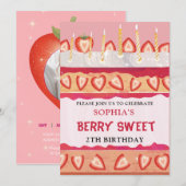 ベリースイートピンクケーキ招待状 招待状 (正面/裏面)