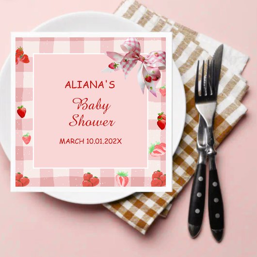 ベリースイートピンクコケットベビーシャワーナプキン スタンダードカクテルナプキン