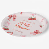 ベリースイートピンクコケットベビーシャワー ペーパープレート (アングル)