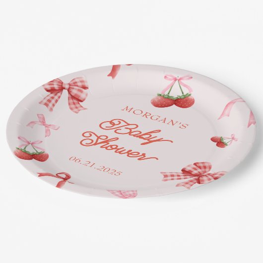 ベリースイートピンクコケットベビーシャワー ペーパープレート (アングル)