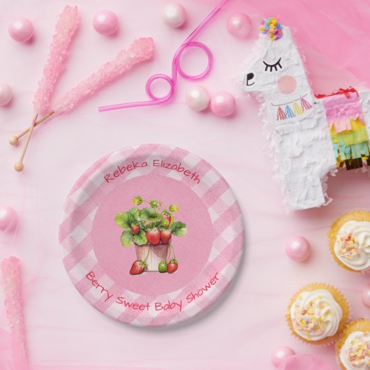 ベリースイートピンクジンガムシャワー紙プレート ペーパープレート (パーティー)