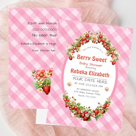 ベリースイートピンクジンガムベビーシャワー招待状 招待状