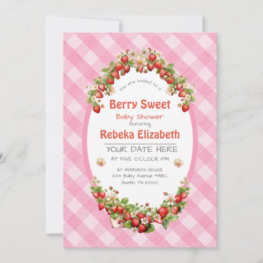 ベリースイートピンクジンガムベビーシャワー招待状 招待状 (正面)